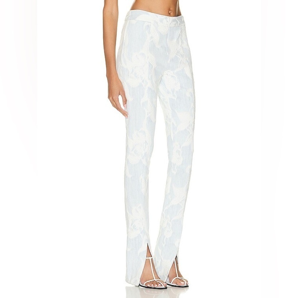 NWT Zimmerman Wonderland Denim Trousers Washed Floral Light blue White sz 3
